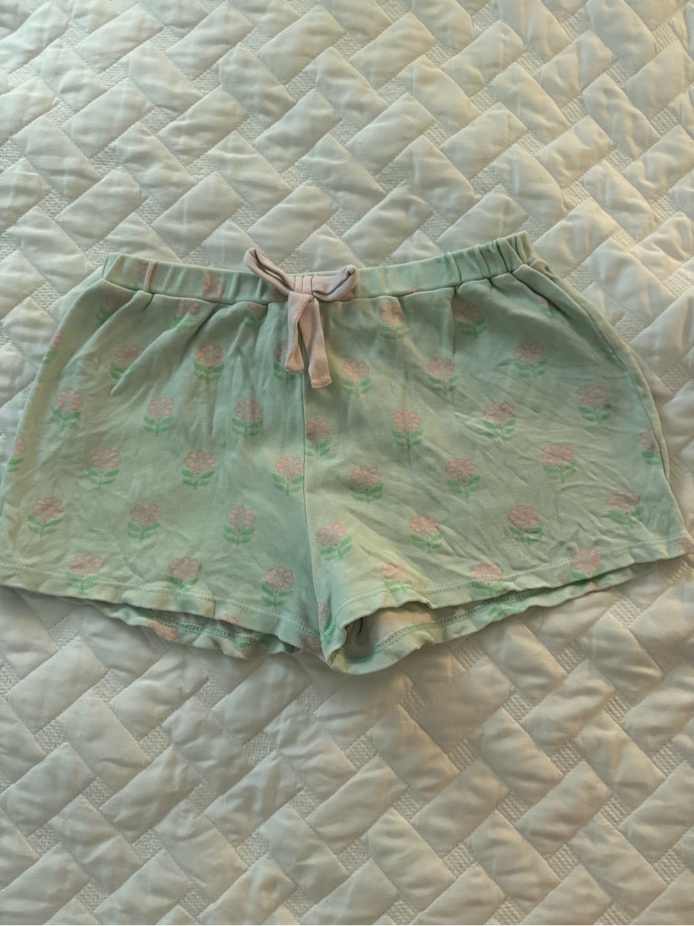 The Beaufort Bonnet Company Mint Shorts with Pink Floral Print
